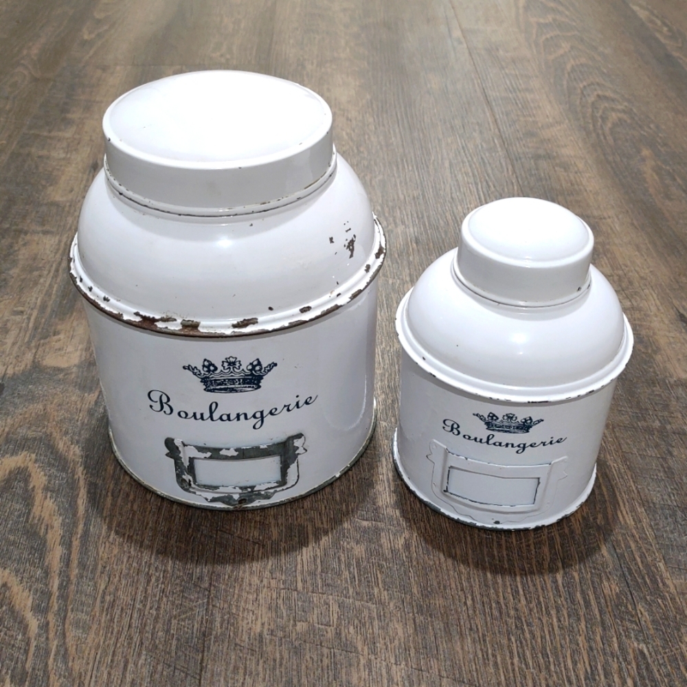 White Boulangerie Canister Set, Tin, Set Of Two